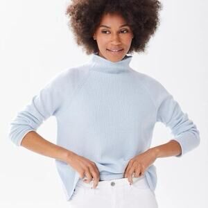 Alice Walk Blue Cashmere Mockneck Knit Sweater L